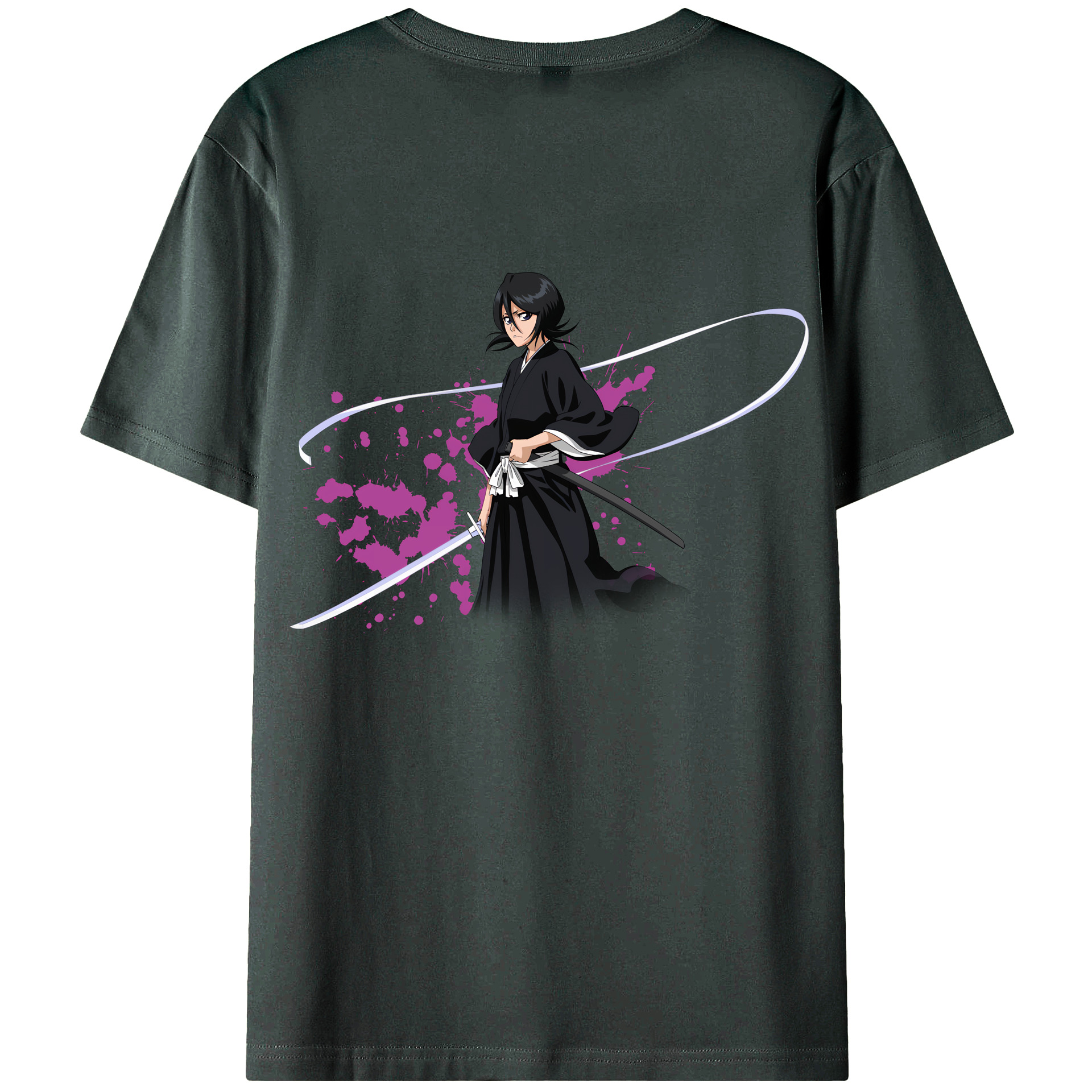 （画像用） ブリーチ 朽木ルキア BLEACH Kuchiki Rukia 綿100％ メンズ半袖Tシャツ（バックプリント） 通気性